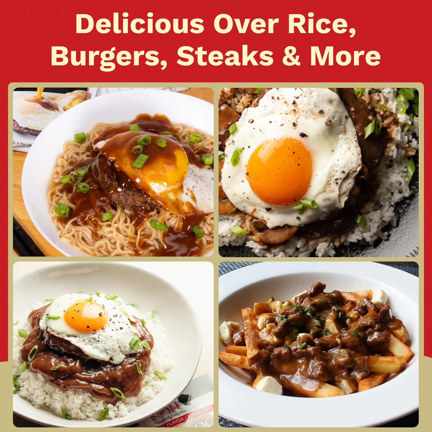 NOH Hawaiian Loco Moco Brown Gravy Mix, 1.7 oz Packet (Pack of 3) - Rich & Savory Hawaiian Brown Gravy Powder Mix, Ideal for Ground Beef Patties