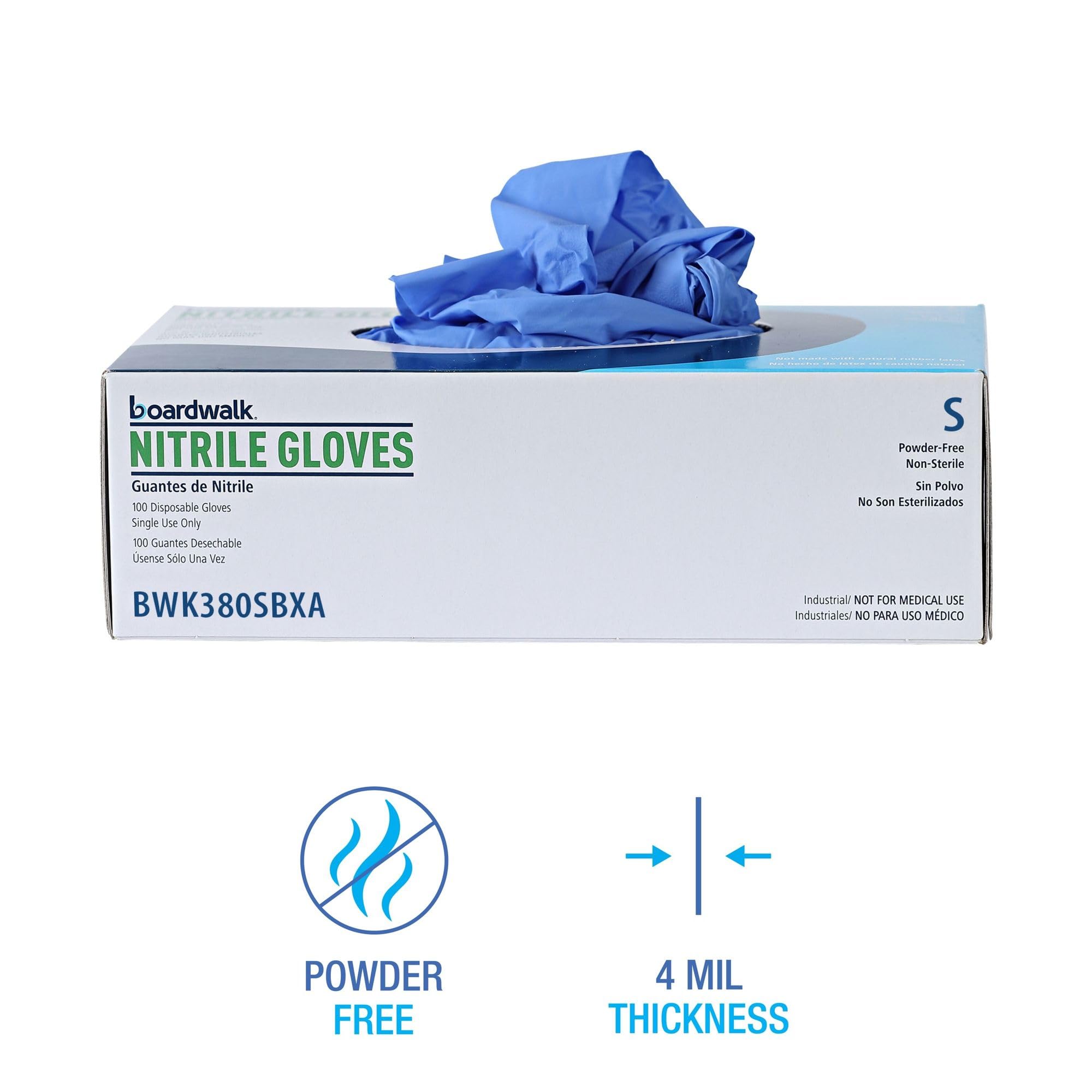 Boardwalk Disposable General-Purpose Nitrile Gloves, Small, Blue, 4 mil, 1,000/Carton