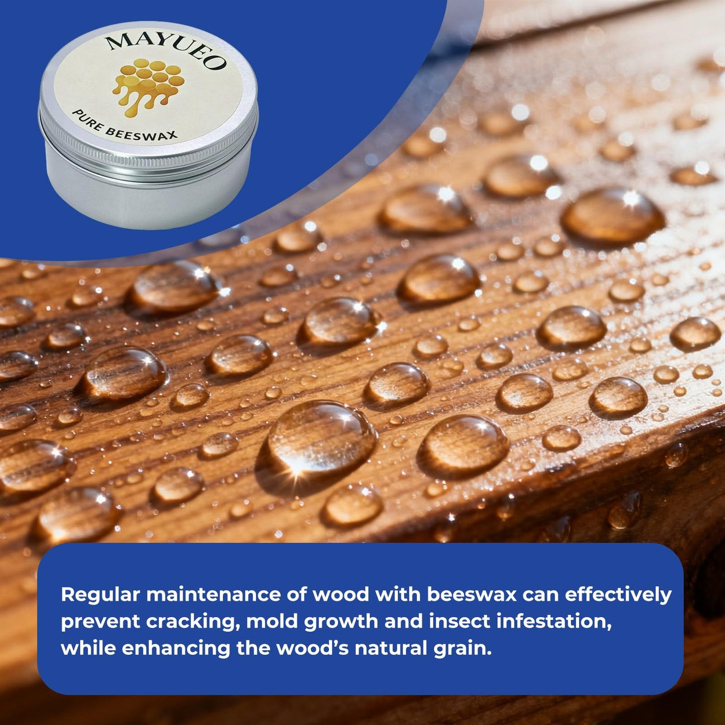 Mayueo 100ml-Beeswax Furniture Polish,Wood/Leather Conditioner + Polishing Tools- Natural Wood Polish with Sweet Orange Oil - Non-Toxic