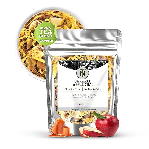 Nelson's Tea Caramel Apple Chai Tea Loose Leaf - Cut & Sifted Red Rooibos Loose Leaf Tea, Black Tea with Cinnamon Chips, Peppercorn, Ginger Root