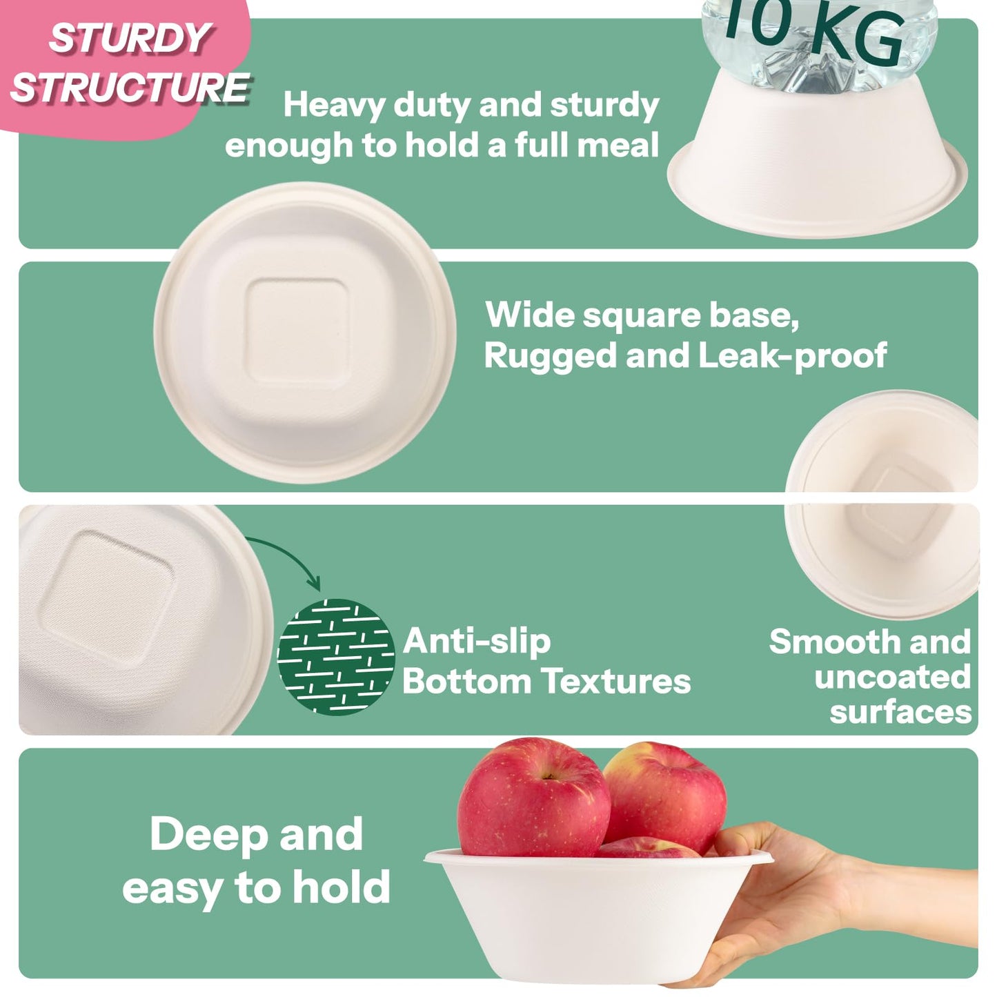 Homestockplus Large Disposable Bowls 48 Oz Heavy Duty Compostable Paper Bowls [100 Pack], Extra Large Catering Bowls for Restaurants, Salad, Buffet