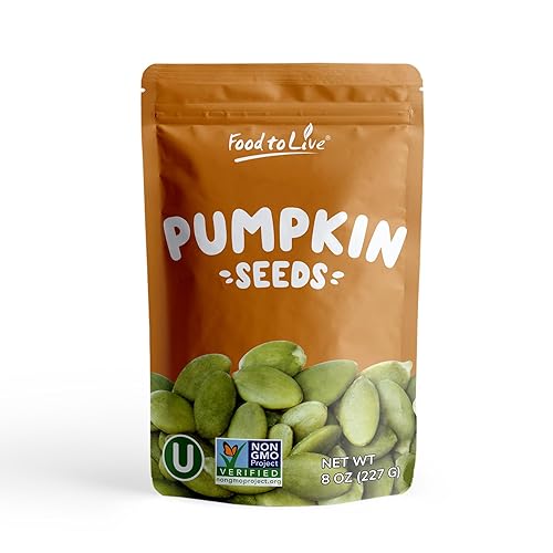 Food to Live Dry Roasted Pumpkin Seed with Himalayan Salt, 8 Ounces - Oven Roasted Pepitas, Lightly Salted, No Oil, Perfect for Baking and Salads