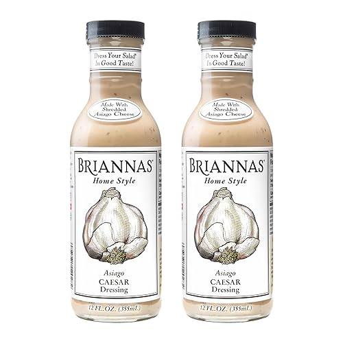 BRIANNAS - Home Style Asiago Caesar Dressing - Fine Salad Dressing made with Premium Ingredients - Gluten Free & Low Sugar Dressing - 12 oz. Bottles
