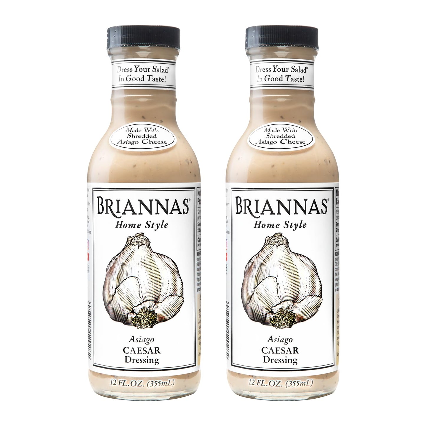 BRIANNAS - Home Style Asiago Caesar Dressing - Fine Salad Dressing made with Premium Ingredients - Gluten Free & Low Sugar Dressing - 12 oz. Bottles