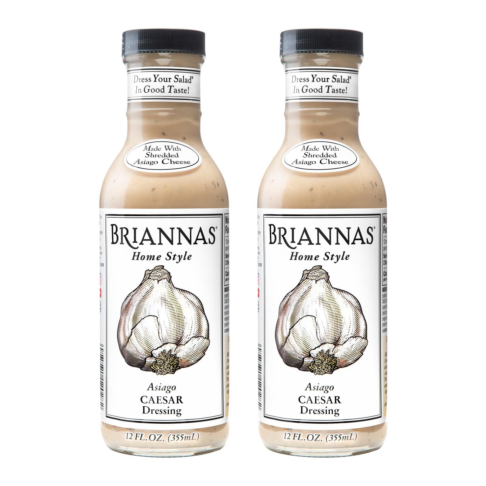 BRIANNAS - Home Style Asiago Caesar Dressing - Fine Salad Dressing made with Premium Ingredients - Gluten Free & Low Sugar Dressing - 12 oz. Bottles