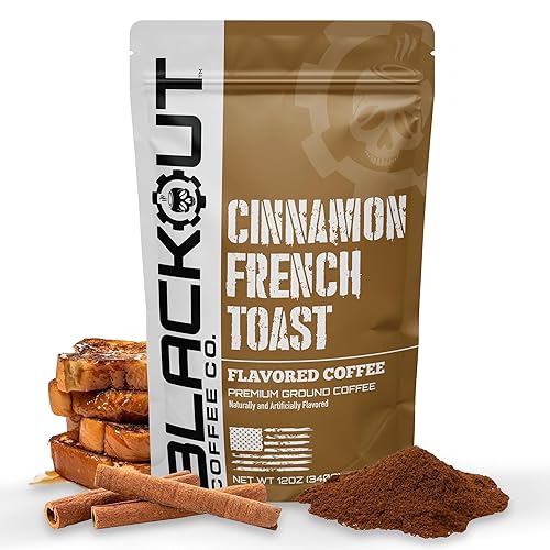 Blackout Coffee Cinnamon French Toast Flavored Ground Coffee - Medium Roast, Smooth Taste, Guilt-Free Indulgence - Freshly Roasted 12oz Pouch