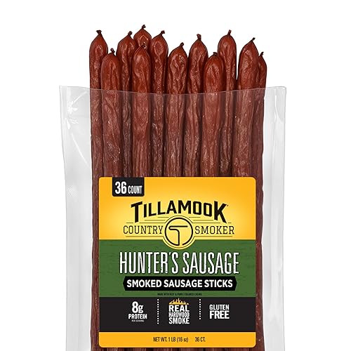 Tillamook Country Smoker Smoked Sausage, Hunter's Sausage, 16 Ounce (36 Count Meat Sticks Bulk Pack) Real Hardwood Smoked, Low Carb, High Protein
