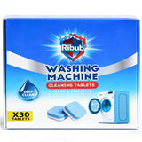 Ribub Washing Machine Cleaner Tablets, 30 Pack Deep Cleaning for HE & Top Load Washers, Septic Safe, Helps Reduce Odor-Causing Residue, Supports Drum