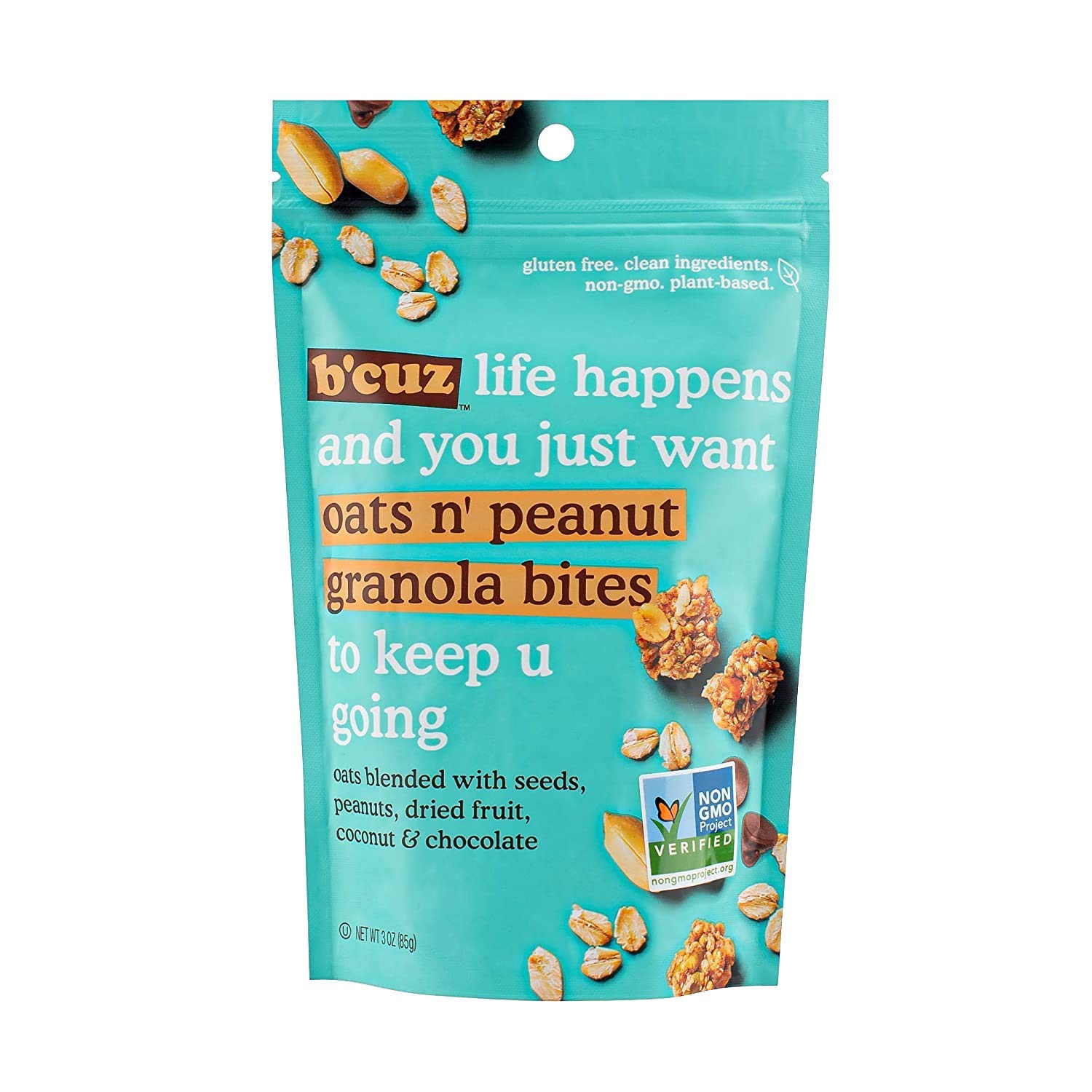 B'cuz Granola Bites 3-Bag Gluten Free Healthy Snacks for adults, Healthy Granola Gluten Free Snack - Kosher Snacks for Kids, Vegan Snack - 3 oz Oats