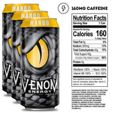 Venom Energy Drink, Mango, 0 Fat, 160mg Caffeine, 16 Fl Oz (Pack of 12) By LastFuel.