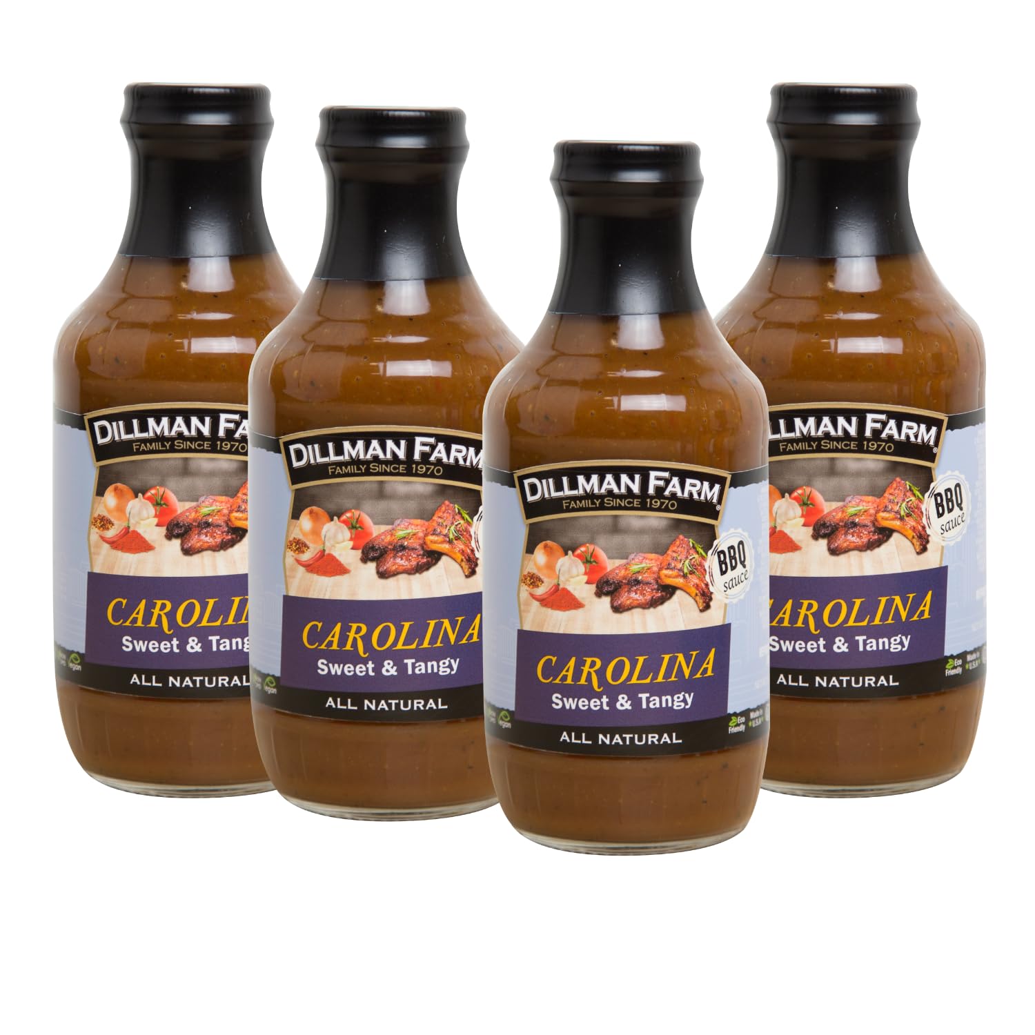 Dillman Farm Carolina-All Natural Barbecue Sauce Sweet & Rich- Gluten-Free, Non-GMO, Eco-Friendly Vegan, Kosher, Preservative Free, Corn Syrup Free
