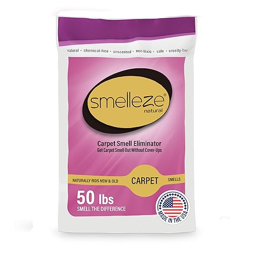SMELLEZE Natural New Carpet Smell Deodorizer, Carpet Odor Eliminator Powder - Deodorizes All New Carpets, Rugs & Upholstery, 50 lb. Powder