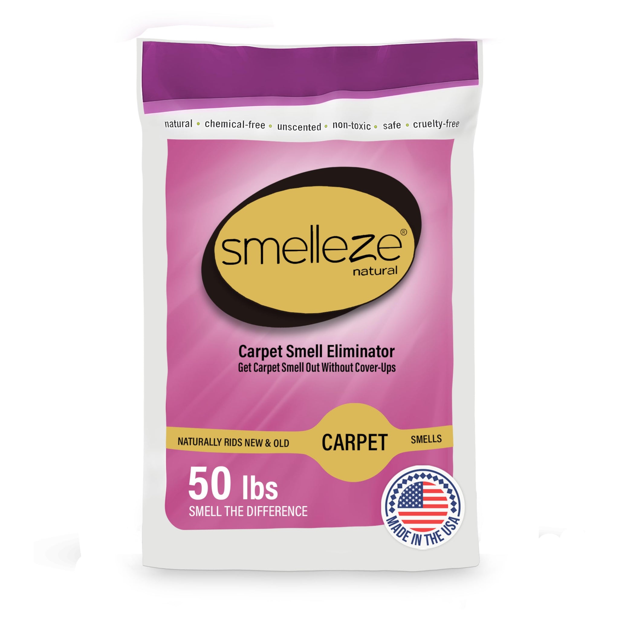 SMELLEZE Natural New Carpet Smell Deodorizer, Carpet Odor Eliminator Powder - Deodorizes All New Carpets, Rugs & Upholstery, 50 lb. Powder