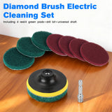 4-Inch Scrub Drill Brush Power Scouring Pads Household Cleaning Set 4 Red Pads 4 Green Pads 1 Drill Attachment and 1 Universal Shaft for Kitchen
