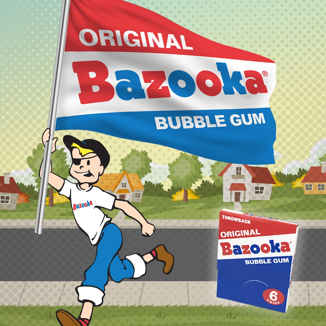 Bazooka Bubble Gum Bulk Individually Wrapped Original Pink Chewing Gum Mini Wallet Packs, 6 Piece Pack (12 Ct) Pink w/Bazooka Joe Comic Wrapper