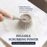 Farberware Dish Brush with Handle - 2 Pack Kitchen Scrub Brush for Dishes, Non-Scratch Dishwashing Brush Set with Firm Bristles for Pots, Pans