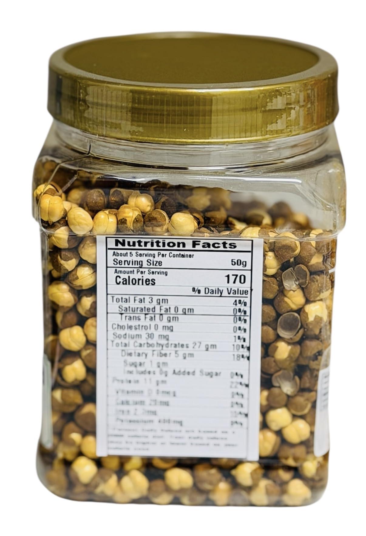 Desi Kitchen Roasted Chana (Chickpeas) Unsalted 8.8oz (250g) PET Jar ~ No Preservatives, Product of India, Great Snack, Ready to Eat