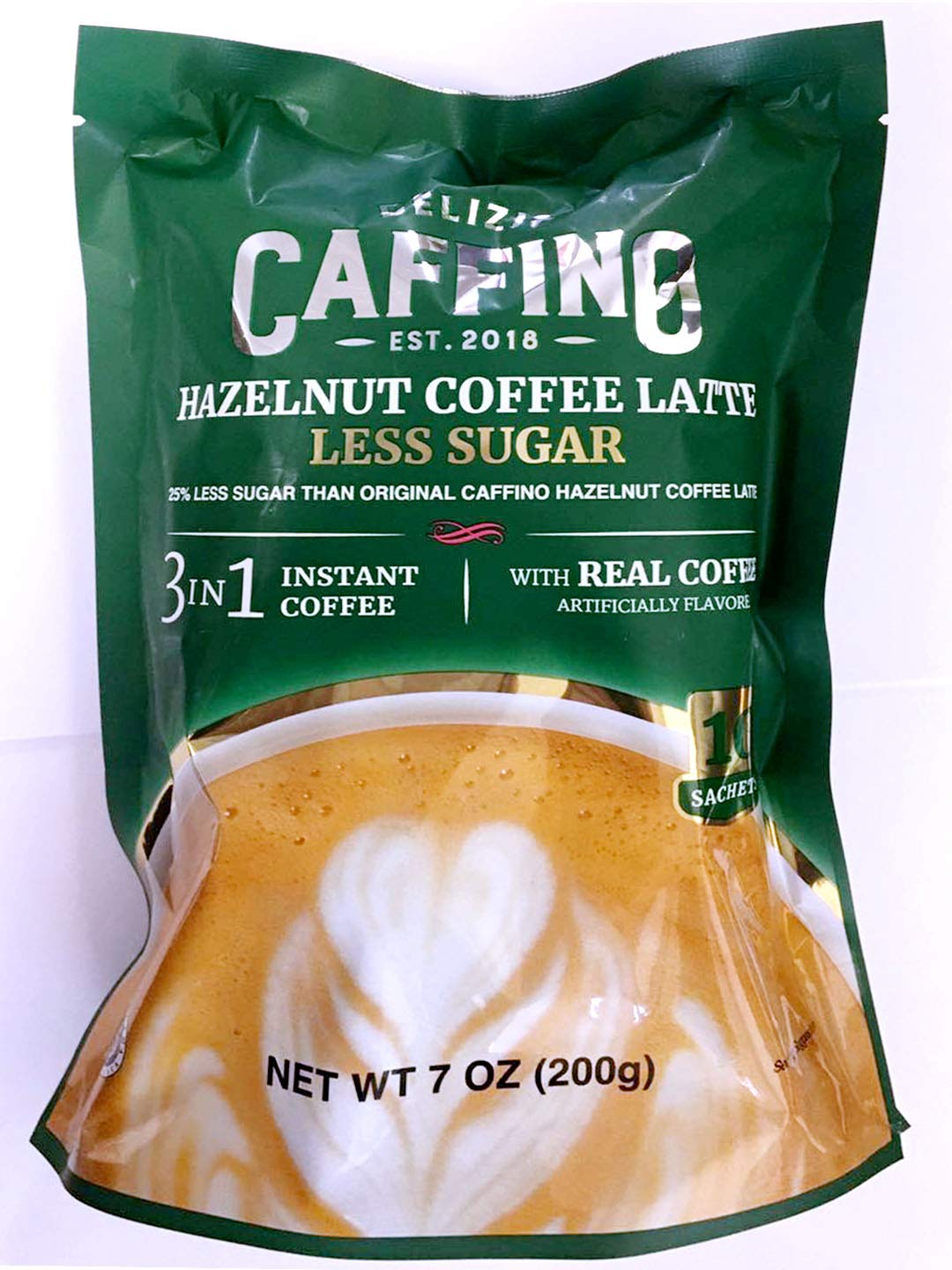 3 in 1 instant Coffee Latte with Less Sugar 7 oz (Hazelnut, 3 Packs)