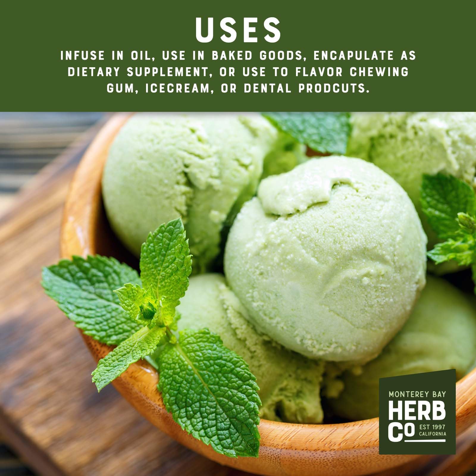 Peppermint Leaf Powder, by Herb Co, Mentha Piperita, Brandy Mint, from the United States, for Dental Products, Face & Body Products, Cosmetics, Baking