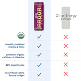 ARDOR ENERGY Natural Sparkling Energy Drink with 100mg Natural Caffeine & 200mg L-Theanine from Organic Green Tea for Smooth Energy & Focus | Healthy