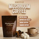 Kate Naturals Mushroom Coffee Instant (30 Servings, 6.35oz) Organic Lion's Mane, Chaga, Cordyceps, Red Reishi, Turkey Tail, Shiitake & Agave Inulin
