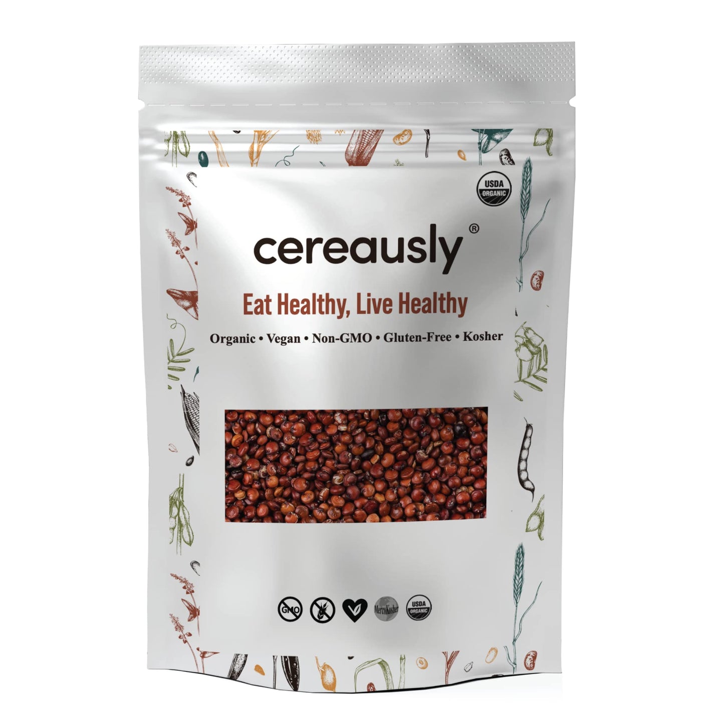CEREAUSLY Organic Red Quinoa - Premium Royal Quinoa from Bolivia - Kosher and Non-GMO Quinoa Bulk - Vegan and Gluten-Fee Cooking Quinoa - 4 LB