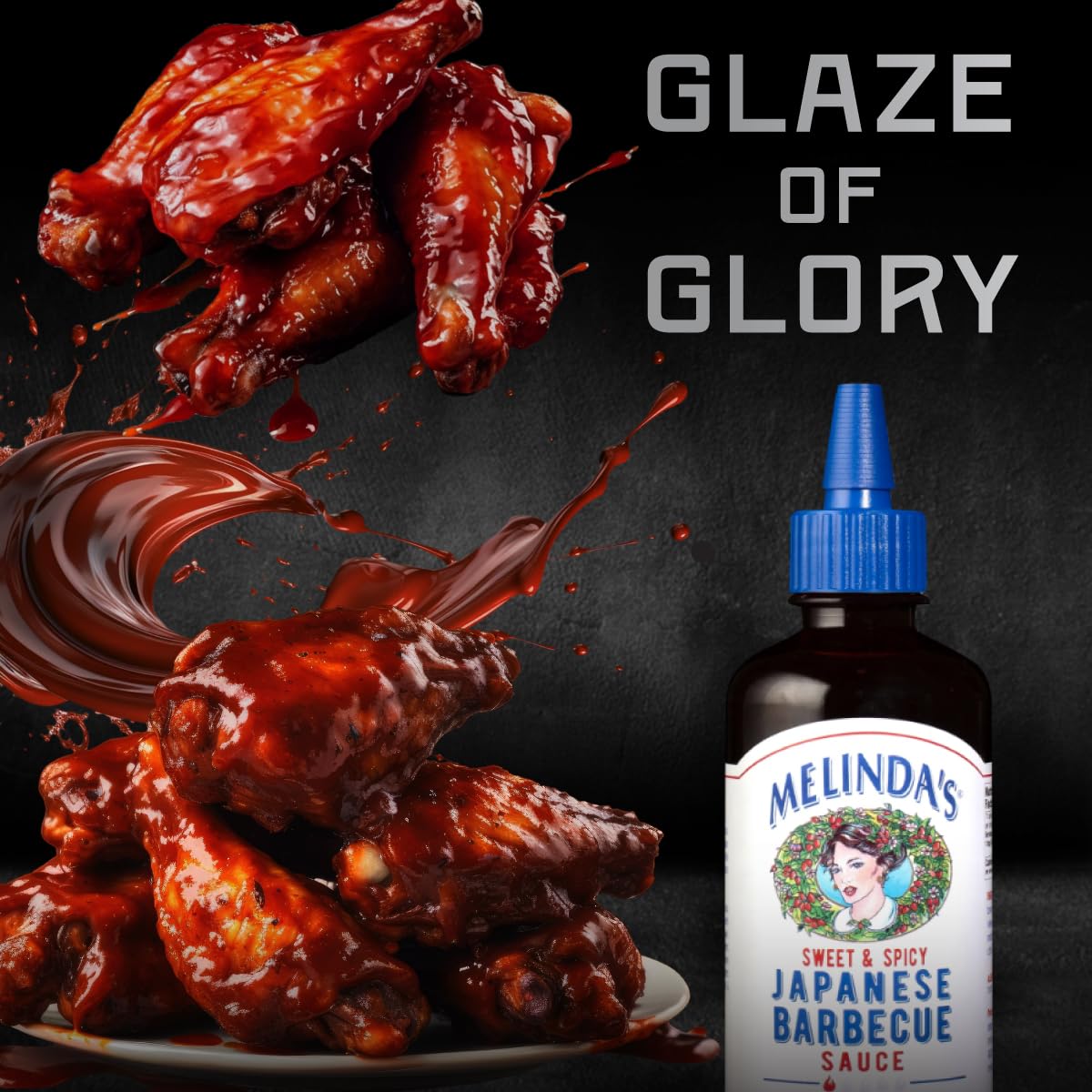 Melinda’s Japanese BBQ Sauce - Gourmet Japanese Spicy Sauce and Marinade Made with Soy, Ginger, Garlic, Red Chilies & Honey - Gluten Free - 12oz, 1