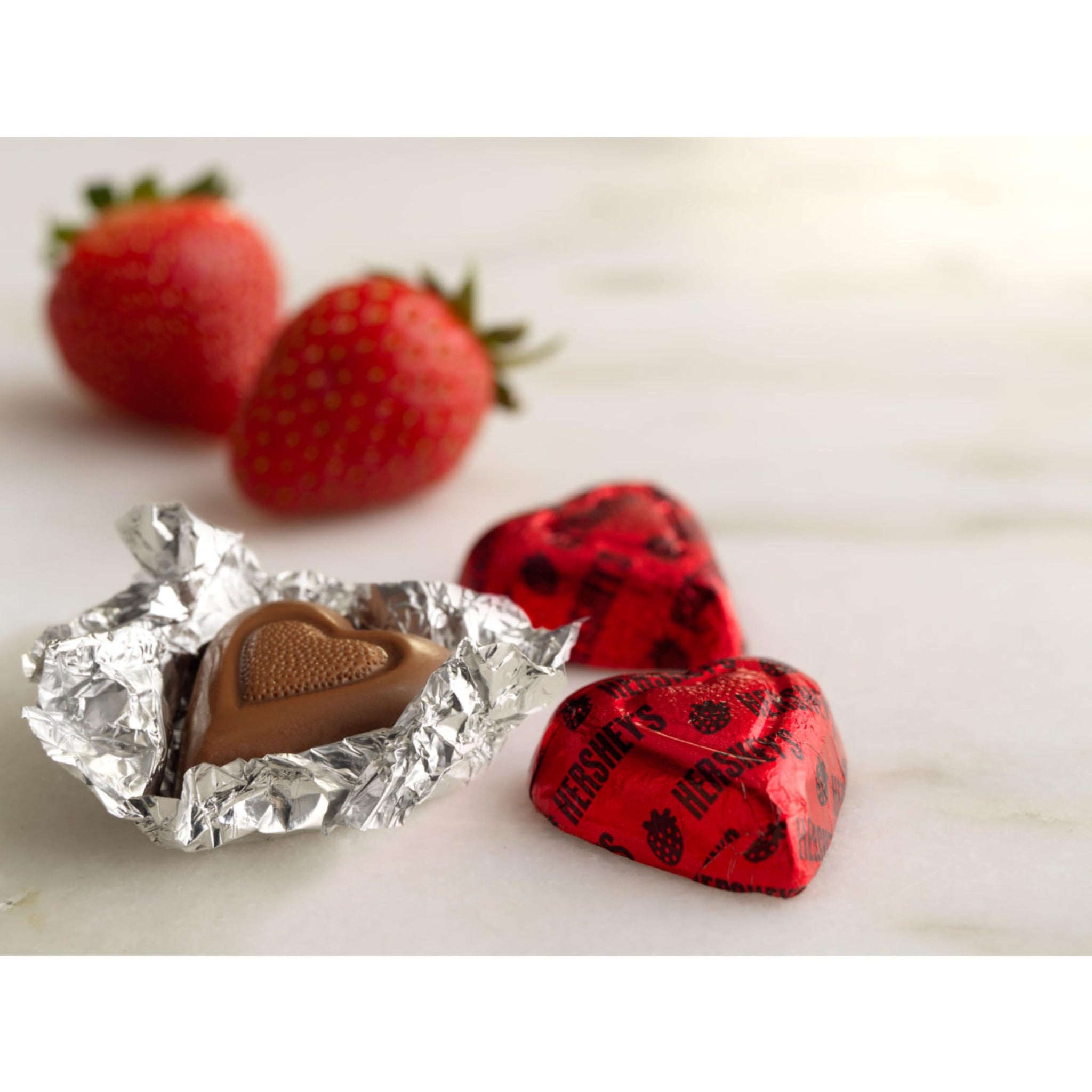 HERSHEY'S Strawberry Creme Flavored Hearts, Valentine's Candy Bag, 8.8 oz