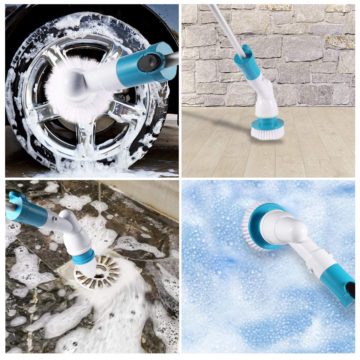 Replacement Brush Heads for Hurricane Spin Scrubber with Multi-Function Set of 3?Flat,Dome,Corner? and Adapter for Bathroom, Floor, Wall and Kitchen