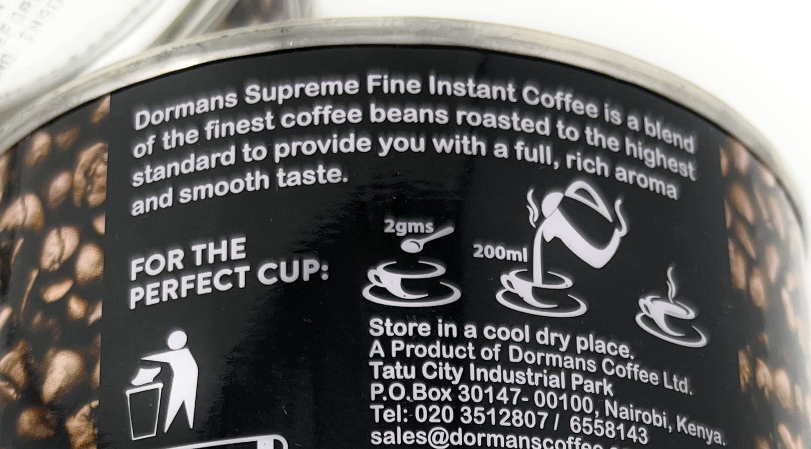Fine Supreme Instant Coffee, Dormans The Coffee Experts, Two Cans, Each 100g (3.52 oz)