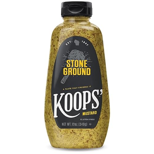 Koops' Mustard Gluten-Free, Kosher, Made in USA, From Quality Mustard Seeds, Creamy and Traditional Bavarian Recipe (12 Ounce (Pack of 1), Stone