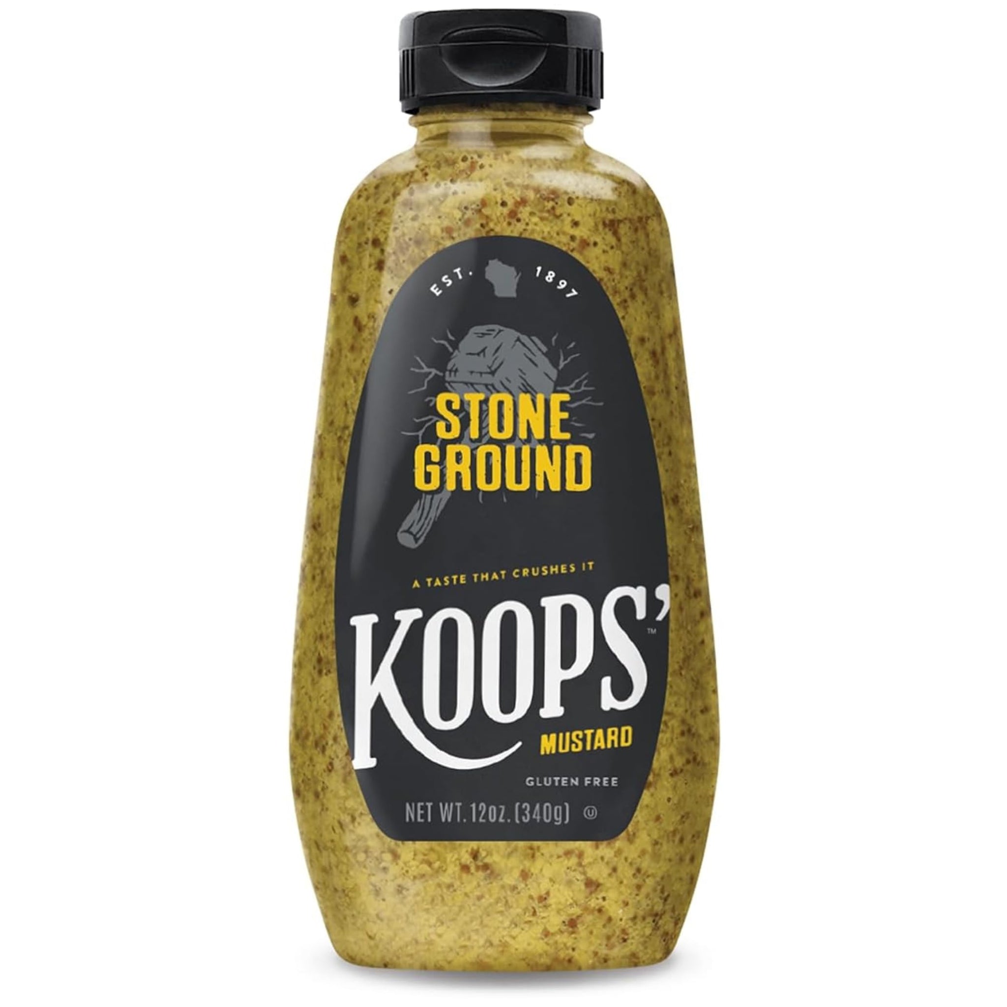 Koops' Mustard Gluten-Free, Kosher, Made in USA, From Quality Mustard Seeds, Creamy and Traditional Bavarian Recipe (12 Ounce (Pack of 1), Stone