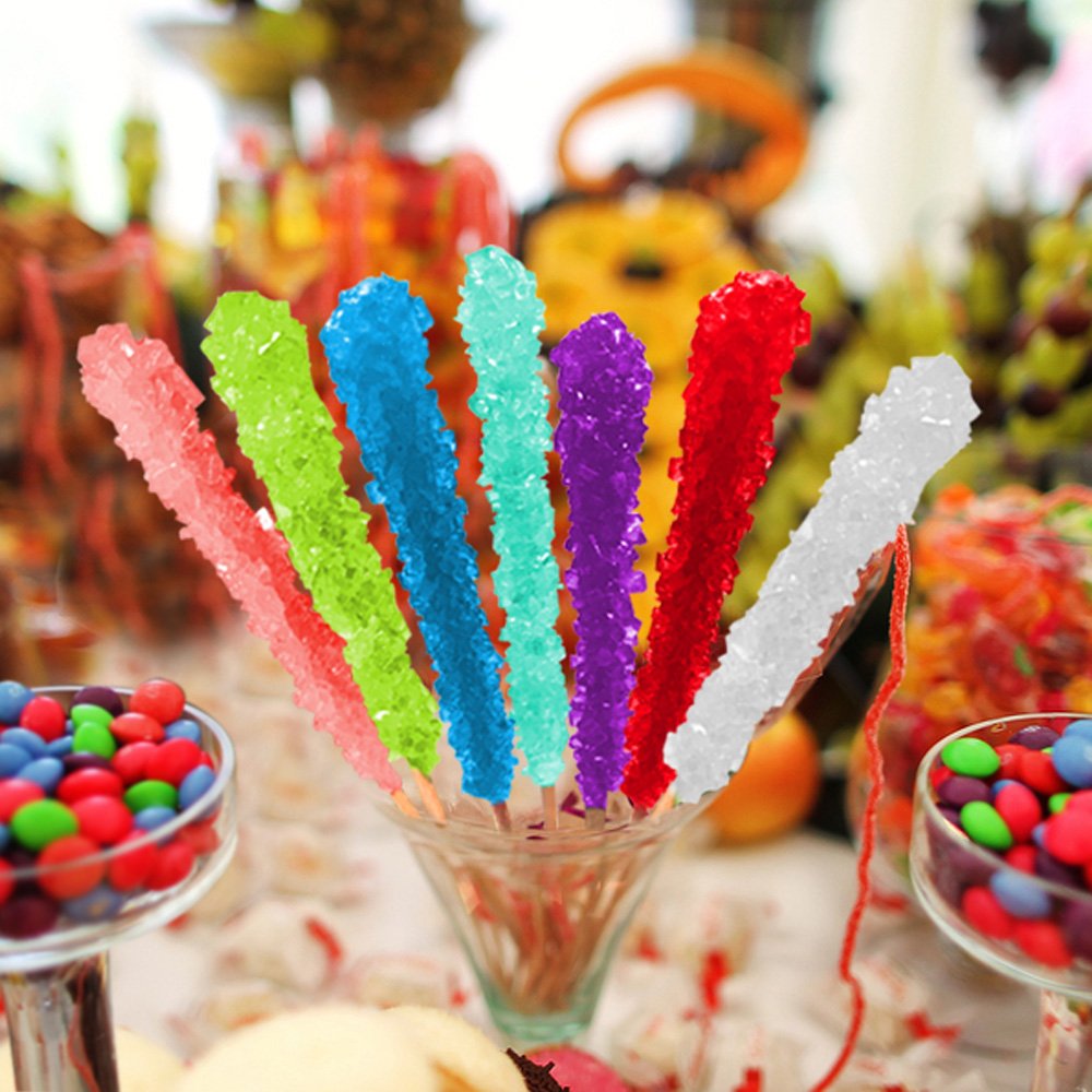 Extra Large Rock Candy Sticks: 12 Assorted Lollipop - Party Favors - Candy Buffet - Bulk Rock Candy Sticks for Birthdays, Weddings, Reception Candy