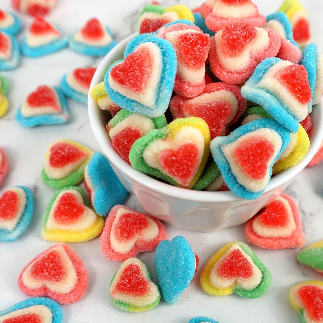 Triple Heart Candy Gummies, 1 Pound Bulk Bag, Heart Candy, Valentines Candy, The Hampton Candy Company
