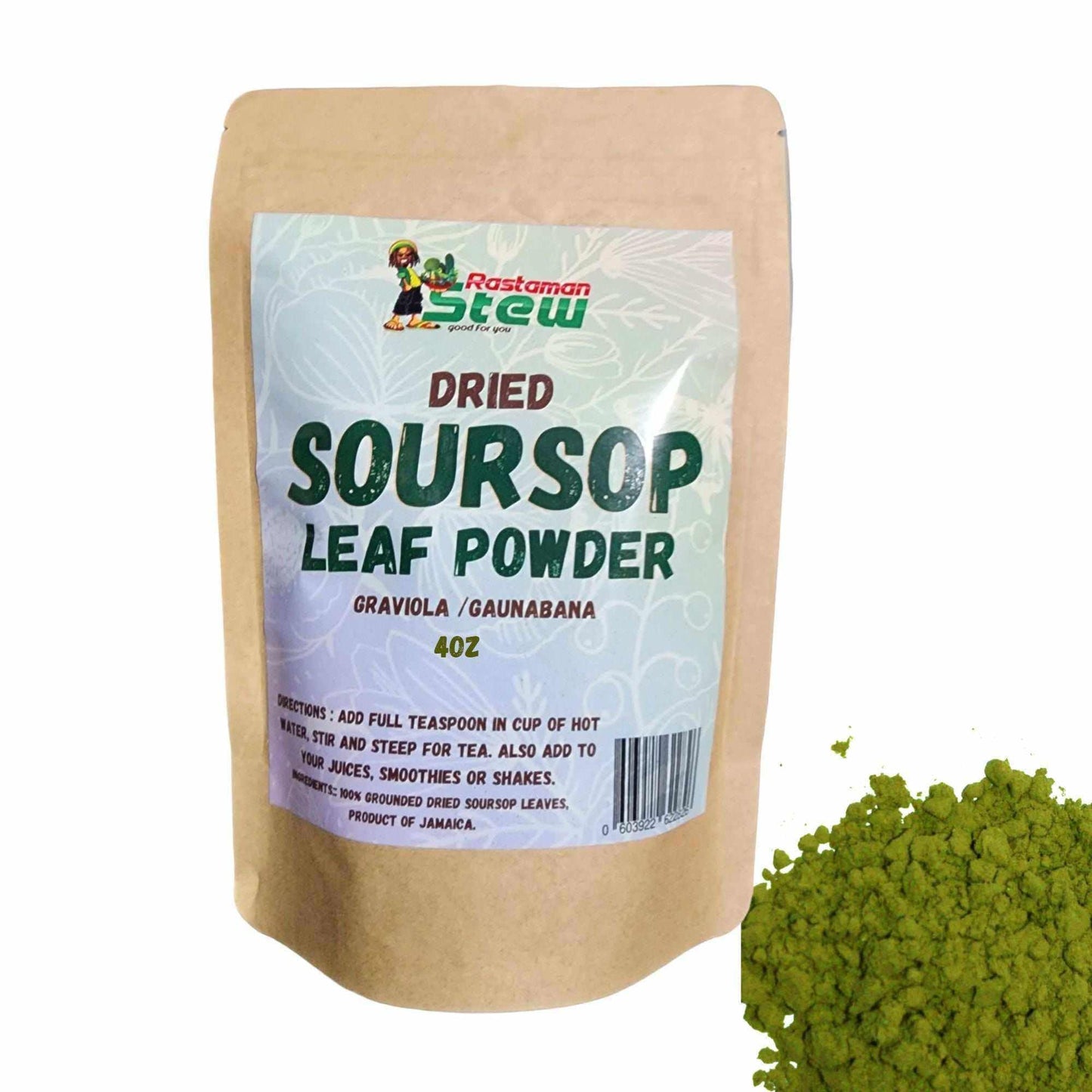 Soursop Leaf Powder Wild Harvested Jamaica | Graviola Powder | Annona Muricata | Stone-Ground Whole Leaf | Wildcrafted Caribbean | Rastaman Stew