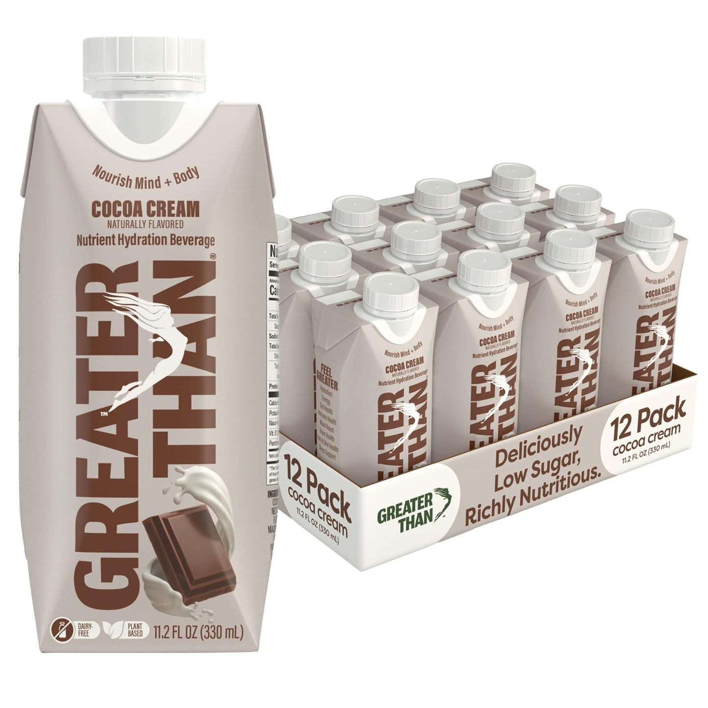 Greater Than Nutrient Hydration Beverage, Electrolyte Drink for Gut Health & Energy with Coconut Water, Vitamins, Gluten Free, Plant Based, Low Sugar
