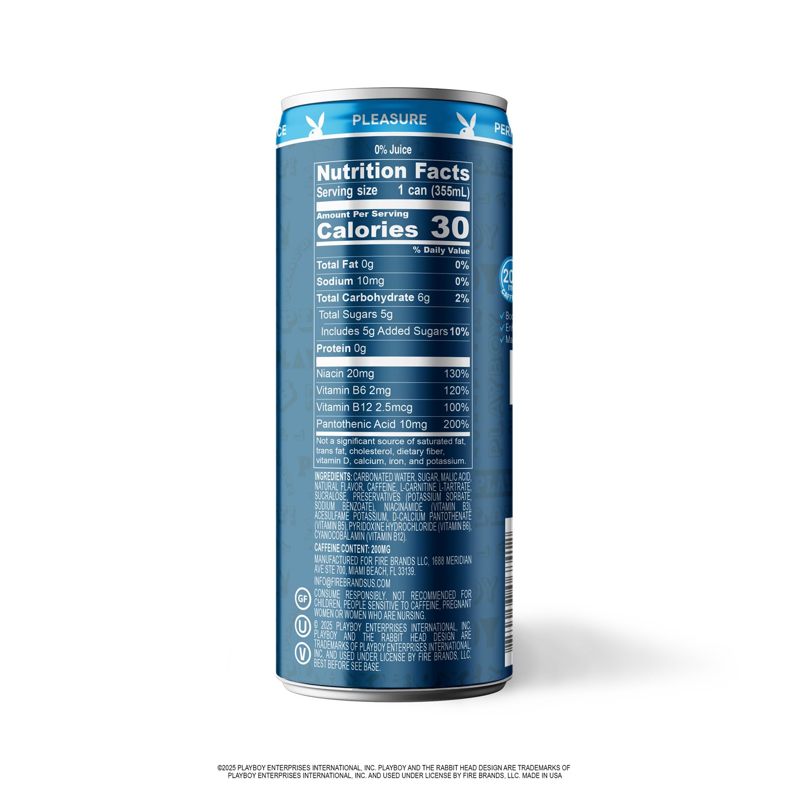 PLAYBOY Energy Drink - Razz Bunny (Blue Raspberry) - 12 Pack of 12oz Cans | Performance + Pleasure Energy | NextGen Lifestyle Drink
