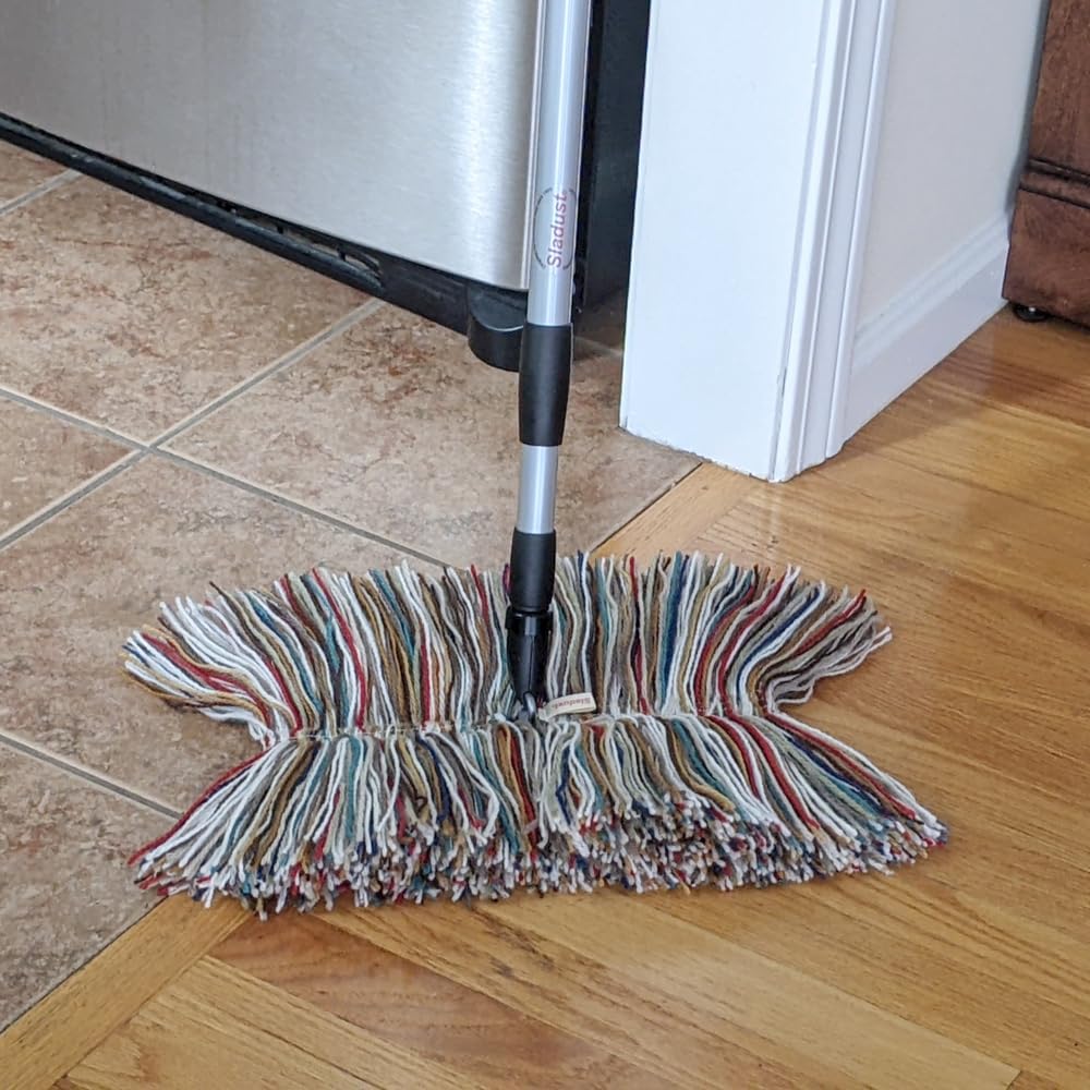 Sladust All Wool Dust Mop with Telescoping Handle and Hand Duster Made in The USA