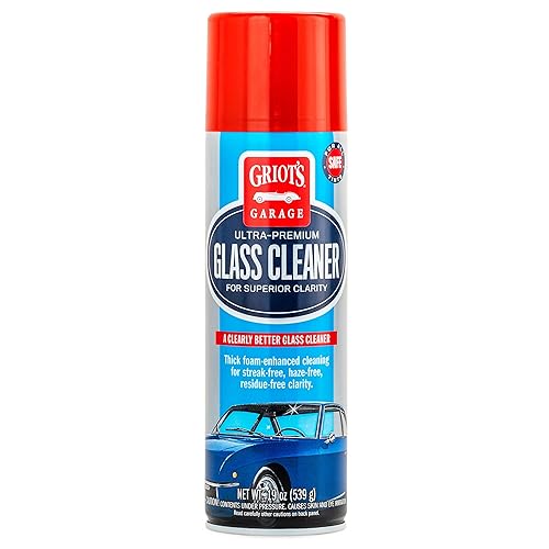 Griot's Garage Ultra-Premium Glass Cleaner, Foaming Aerosol Spray for Car Window, Windshield, Mirror, Tint Safe, Ammonia-Free Formula, 19 Oz, 10998