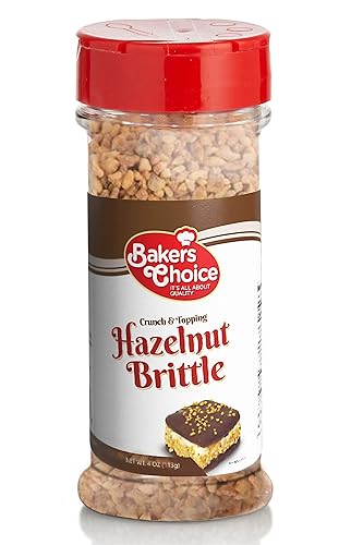 Baker’s Choice Hazelnut Brittle Crunch - Nut Dessert Ice Cream Topping - For Ice Cream, Sundaes, Cupcakes, or Milkshakes - Dairy Free, Kosher - 4 oz.