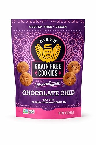 Siete Grain Free Cookies Mexican Vanilla Chocolate Chip - Gluten Free Vegan Cookies - Almond Flour Cookies with Coconut Oil - Dairy Free, Paleo