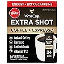 VitaCup Extra Shot Instant Coffee Packets with Espresso Shot, “Red Eye” High Caffeine, Bold Dark Roast w/Vitamin B12, Antioxidants, Premium Instant