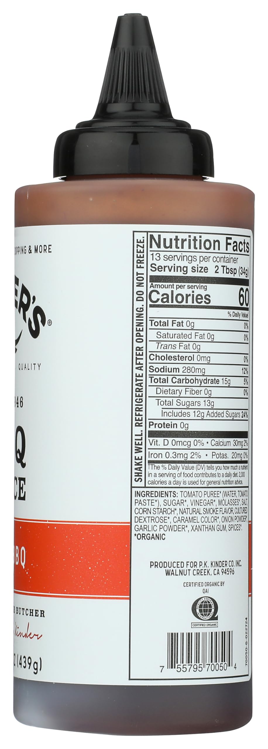 Kinders Organic Mild BBQ Sauce, 15.5 OZ