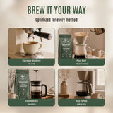 Moksha Organic Espresso Coffee Whole Beans, Premium Guatemala, Huehuetenango. Low Acid, Easy Digestion, Non-GMO. Coffee Beans Dark Roasted in Small