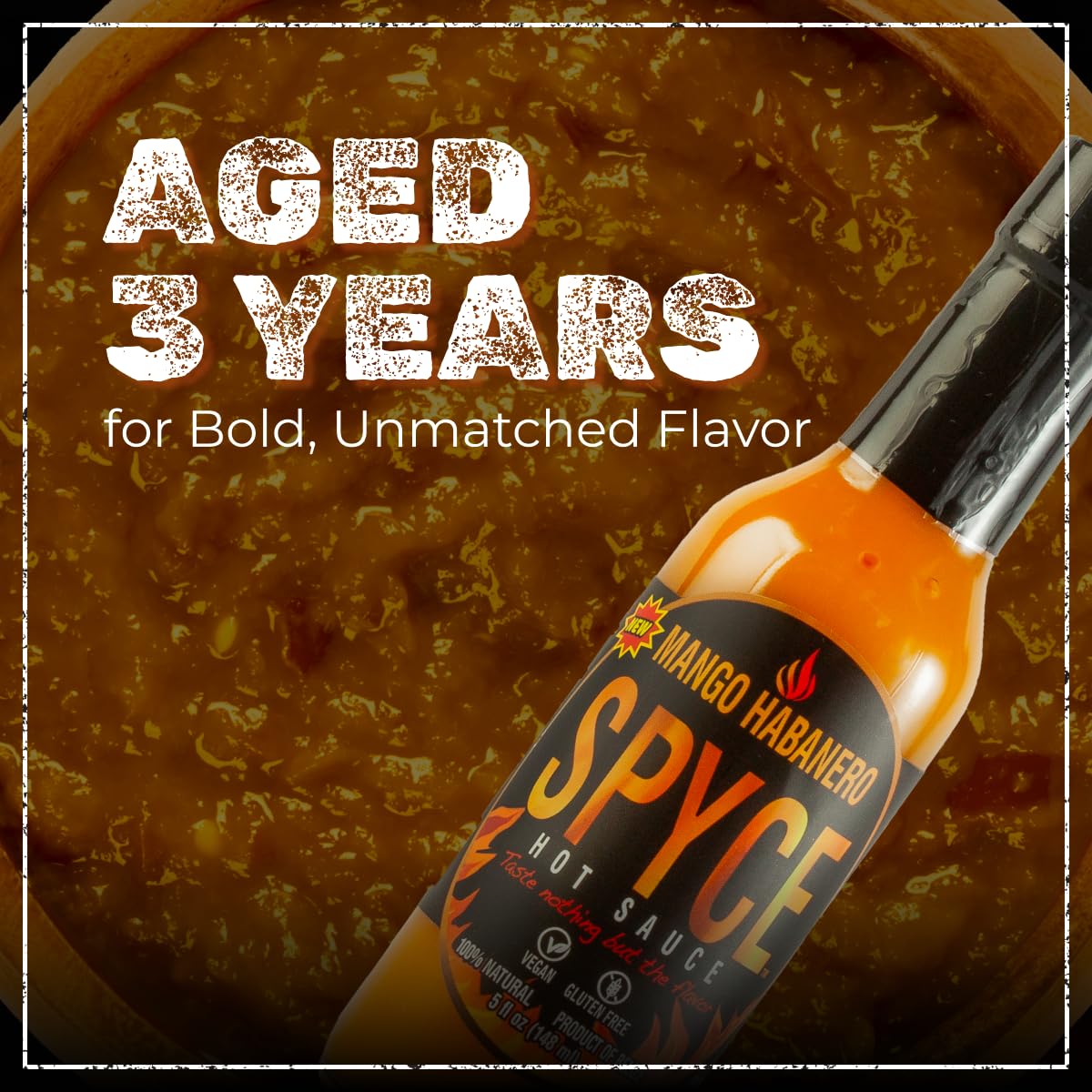 SPYCE Habanero Hot Sauce, Vegan, Gluten Free, Low Sodium, Non-GMO, No MSG, No Sugar, No Filler (5 oz, Mango Habanero)