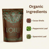 Peppermint Brew Cacao Shell Tea, Organic Cacao & Peppermint Herbal Blend, 15 Non-Toxic, Food-Grade Material Pyramid Sachets, Naturally Caffeine-Free