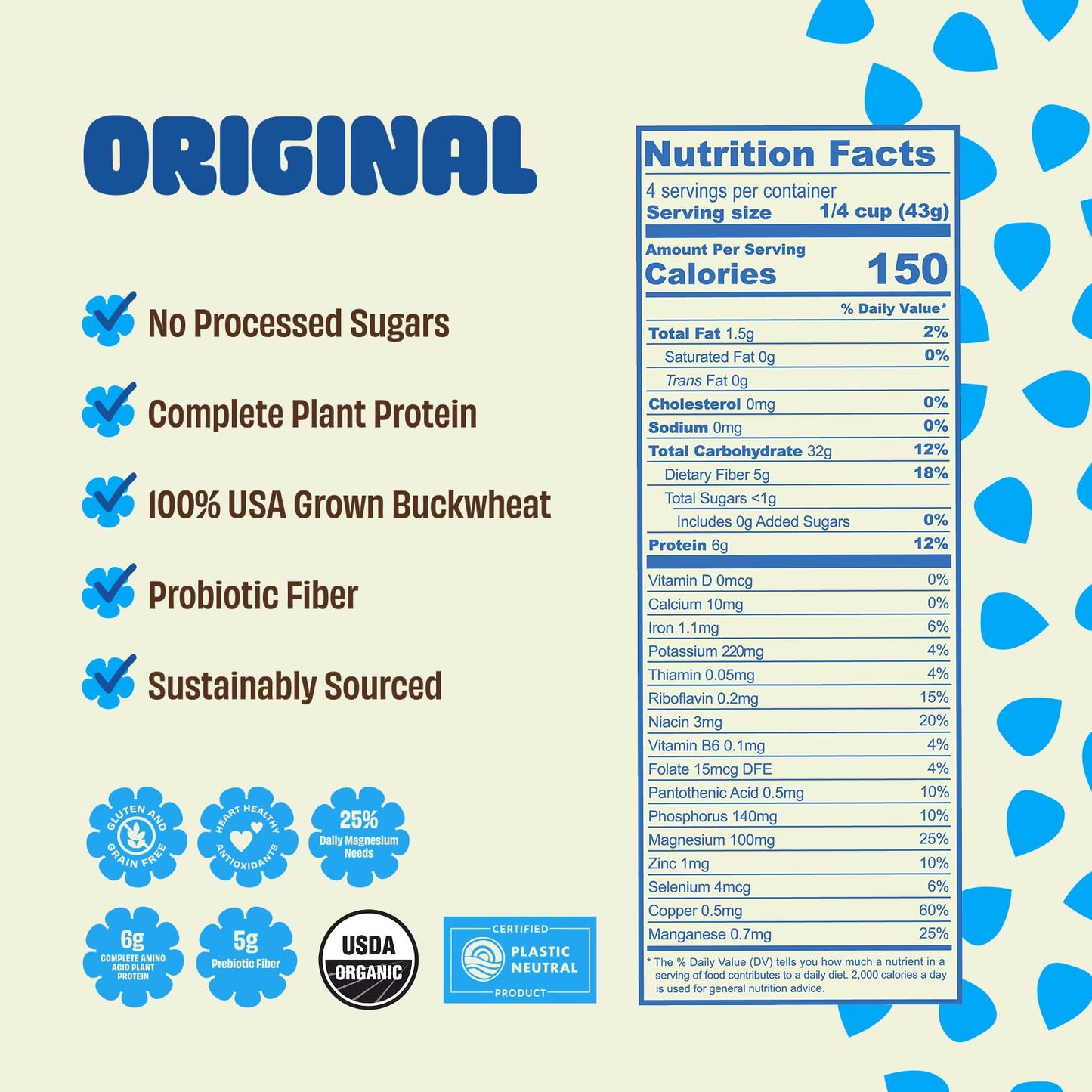 Lil Bucks Sprouted Regeneratively Grown Buckwheat Seeds- Paleo Cereal, Gluten-Free Granola, High in Protein, Low Sugar, Organic Superseed Crunch