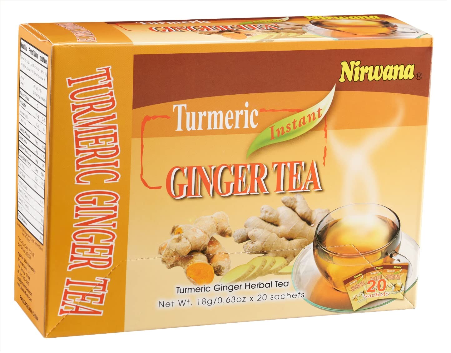 Turmeric Ginger Tea - Warming Herbal Blend with Spices - Soothing & Aromatic Loose Leaf or Tea Bags 20 Sachets