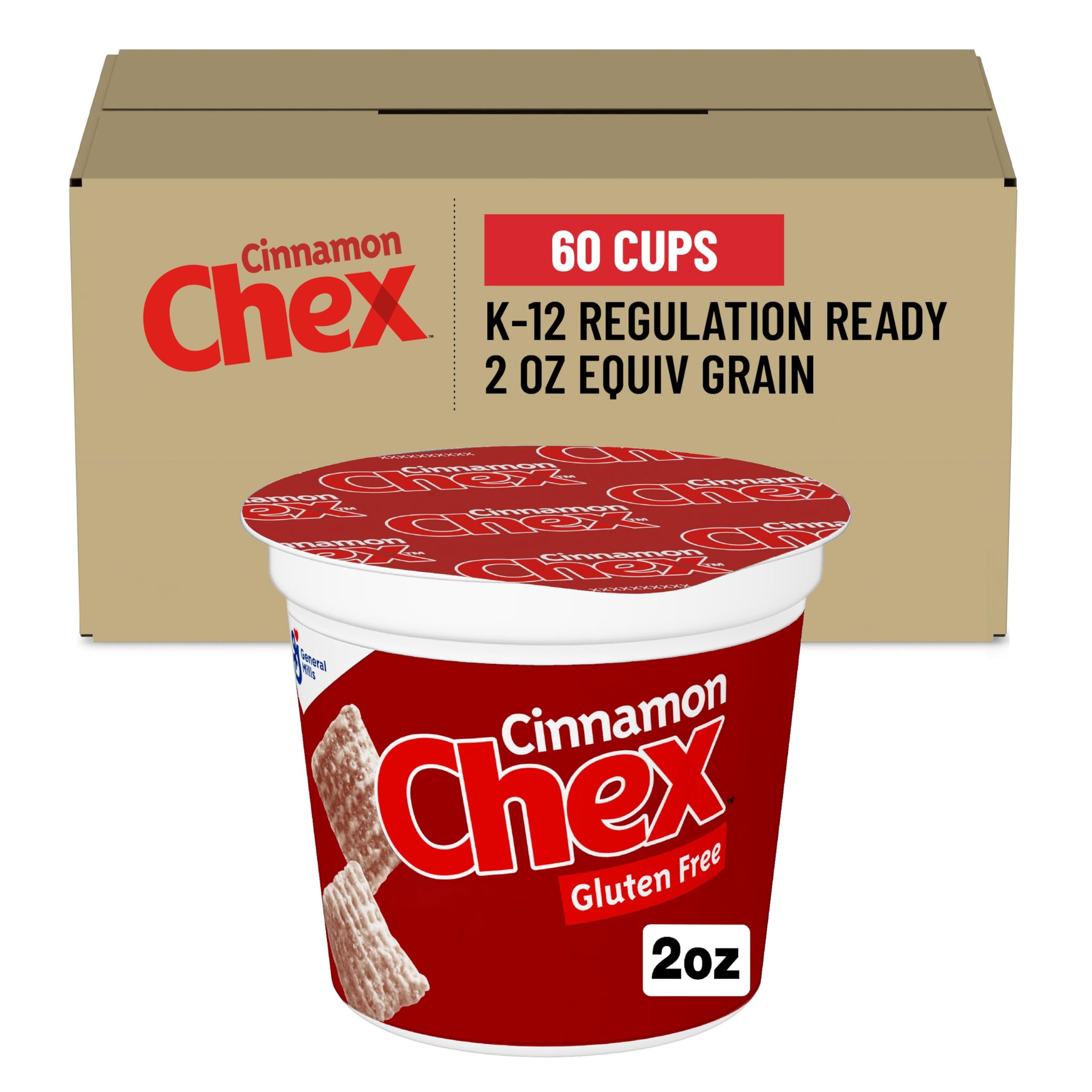 Cinnamon Chex Gluten Free Cereal, Single Serve Foodservice Cups, 60 Ct