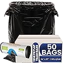 Melplas True Tie Flap (S-Cut) Trash Bags, 24×27 Inches, 0.85 Mil Thick, 50 Count - Flat Seal Bottom, 17 Gallon Capacity